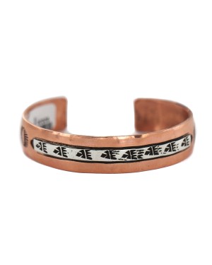 Handmade Certified Authentic Bear paw Navajo .925 Sterling Silver and Pure Copper Native American Bracelet 92020-1