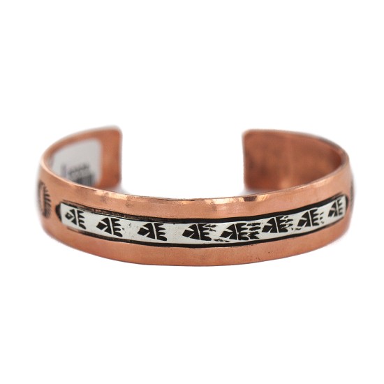 Handmade Certified Authentic Bear paw Navajo .925 Sterling Silver and Pure Copper Native American Bracelet 92020-1