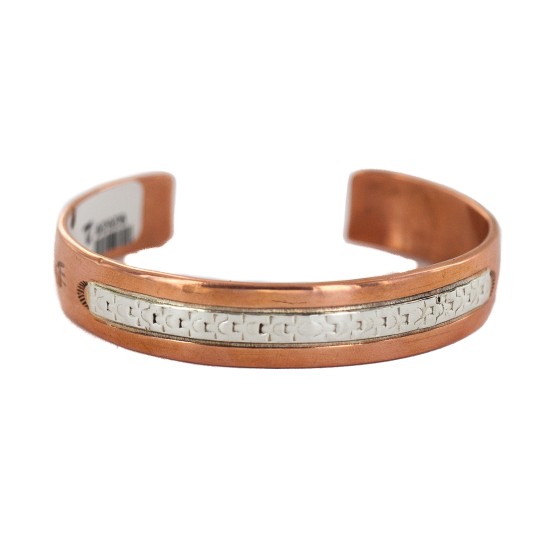 Handmade Certified Authentic Bear paw Navajo .925 Sterling Silver and Pure Copper Native American Bracelet  92020-2