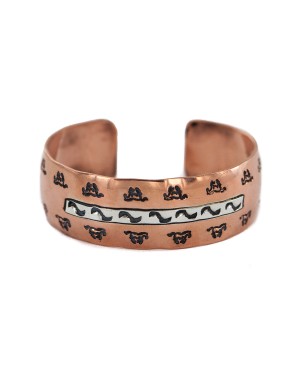 Handmade Certified Authentic Horse Navajo .925 Sterling Silver Native American Pure Copper Bracelet  92018-3