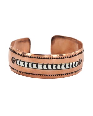 Handmade Certified Authentic Maze Navajo .925 Sterling Silver Native American Pure Copper Bracelet  92018-13