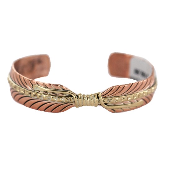 Handmade Navajo Brass Certified Authentic Native American Pure Copper Bracelet  92023-3