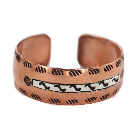 Maze Navajo Handmade Certified Authentic .925 Sterling Silver Native American Pure Copper Bracelet  92018-9