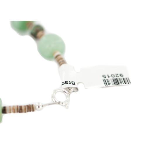 Navajo .925 Sterling Silver Certified Authentic Natural Turquoise Jade Native American Bracelet  92015