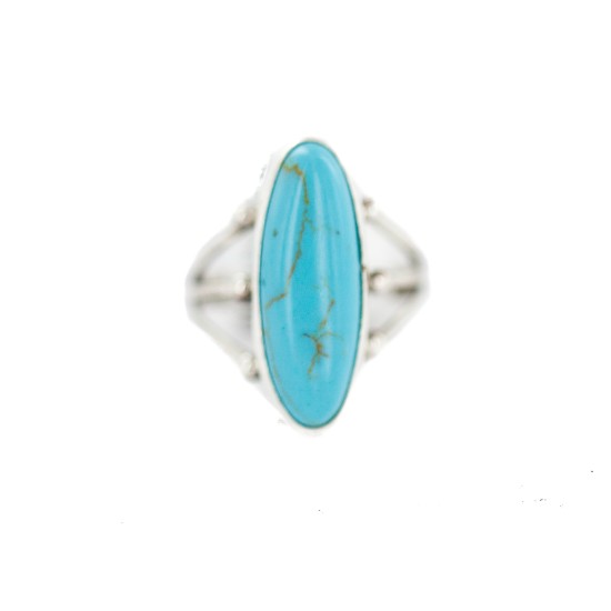 .925 Sterling Silver Navajo Certified Authentic Handmade Natural Turquoise Native American Ring size 6  96005-1