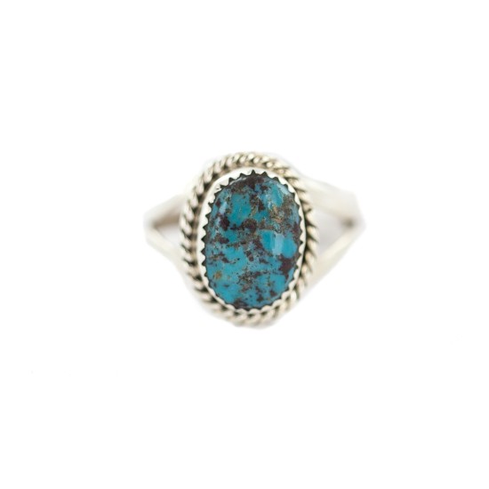 .925 Sterling Silver Navajo Certified Authentic Handmade Natural Turquoise Native American Ring size10 3/4 96003