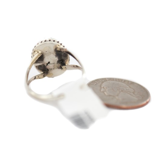 .925 Sterling Silver Navajo Certified Authentic Handmade Natural Turquoise Native American Ring size10 3/4 96003