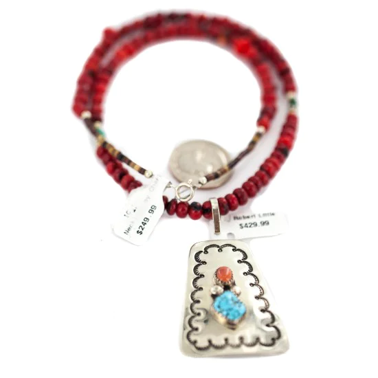 .925 Sterling Silver and Nickel Handmade Navajo Natural Turquoise Coral Native American Necklace 94007-16039-1 .925 Sterling Silver and Nickel Handmade Navajo Natural Turquoise Coral Native American Necklace 94007-16039-1