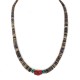 .925 Sterling Silver Certified Authentic Navajo Natural Turquoise Graduated Heishi Coral Native American Necklace 95004-10