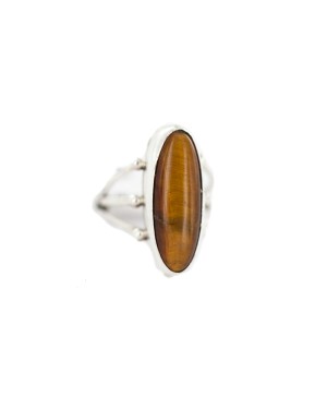.925 Sterling Silver Navajo Certified Authentic Handmade Natural Tigers Eye Native American Ring size 5 96008-2