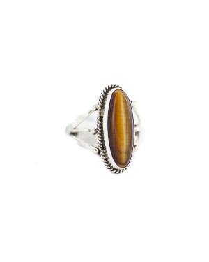 .925 Sterling Silver Navajo Certified Authentic Handmade Natural Tigers Eye Native American Ring size 8  96007-1