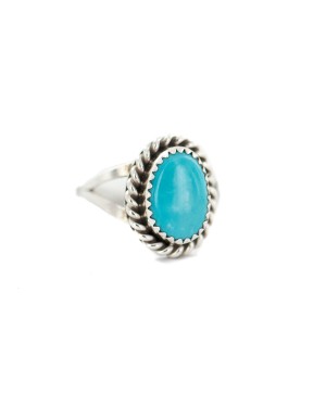 .925 Sterling Silver Navajo Certified Authentic Handmade Natural Turquoise Native American Ring Size 8 1/2 96001-1