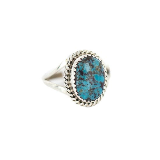 .925 Sterling Silver Navajo Certified Authentic Handmade Natural Turquoise Native American Ring size10 3/4 96003