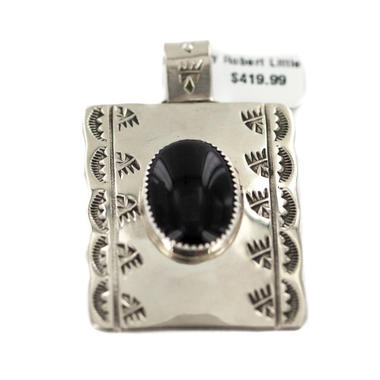 Certified Authentic Bear Paw Handmade Navajo Natural Black Onyx Native American Nickel Pendant 94006-1 Certified Authentic Bear Paw Handmade Navajo Natural Black Onyx Native American Nickel Pendant 94006-1