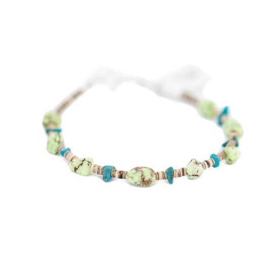 Navajo .925 Sterling Silver Certified Authentic Natural Turquoise Gaspeite Native American Bracelet  92015-1