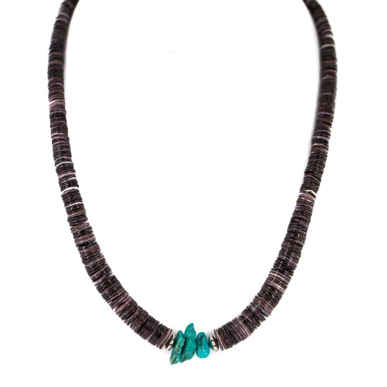 Navajo .925 Sterling Silver Certified Authentic Natural Turquoise Graduated Heishi Native American Necklace 95004-8