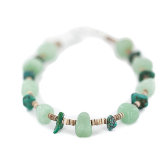 Navajo .925 Sterling Silver Certified Authentic Natural Turquoise Jade Native American Bracelet  92015