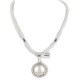 .925 Sterling Silver Peace Handmade Certified Authentic Navajo Natural Turquoise and Quartz Native American Necklace 94011-16076-10