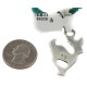 .925 Sterling Silver Deer Handmade Certified Authentic Navajo Natural Turquoise Native American Necklace 94009-3-750124