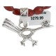 .925 Sterling Silver Roadrunner Handmade Certified Authentic Navajo Natural Jasper and Hematite Native American Necklace 94009-1-16047-6