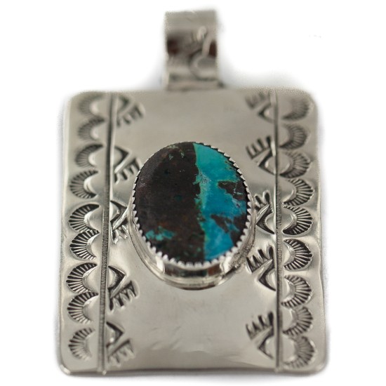 Certified Authentic Bear Paw Handmade Navajo Natural Turquoise Native American Nickel Pendant 94005-4
