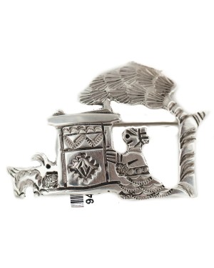 Certified Authentic Storyteller Navajo .925 Sterling Silver Native American Pin 94014-2