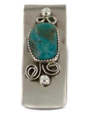 Handmade Certified Authentic Navajo .925 Sterling Silver Natural Carico Lake Native American Nickel Money Clip 91004-3