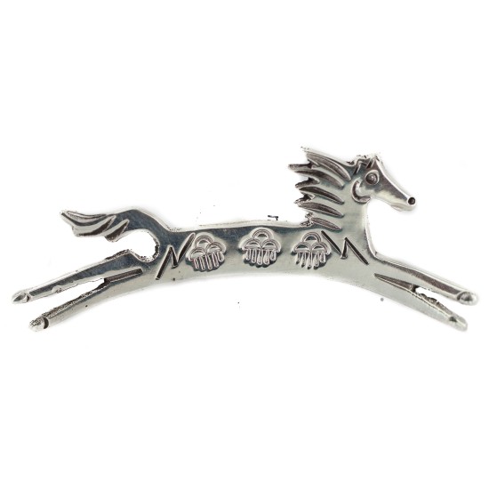Horse Certified Authentic Rain Cloud Navajo .925 Sterling Silver Native American Pin 94013-3