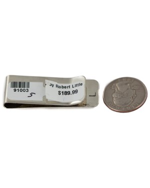 Navajo Handmade Certified Authentic .925 Sterling Silver Inlaid Natural Black Onyx Spiny Oyster Mother of Pearl Native American Nickel Money Clip 91003-5