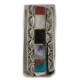 Navajo Handmade Certified Authentic .925 Sterling Silver Inlaid Natural Mother of Pearl Black Onyx Spiny Oyster Turquoise Native American Nickel Money Clip 91003-1