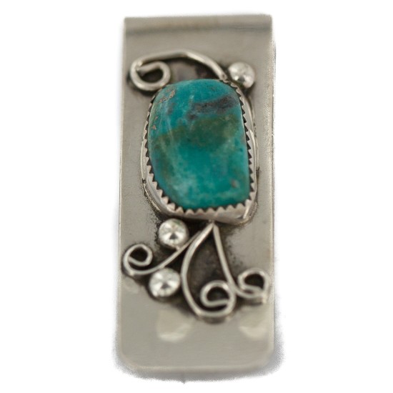 Navajo Handmade Certified Authentic .925 Sterling Silver Natural Carico Lake Native American Nickel Money Clip 91005-1