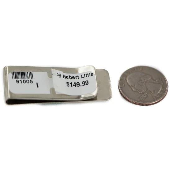 Navajo Handmade .925 Sterling Silver Natural Carico Lake Native American Nickel Money Clip 91005-1 Navajo Handmade .925 Sterling Silver Natural Carico Lake Native American Nickel Money Clip 91005-1