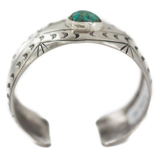 Certified Authentic Handmade Navajo Natural Turquoise Native American Nickel Bracelet 92001-2