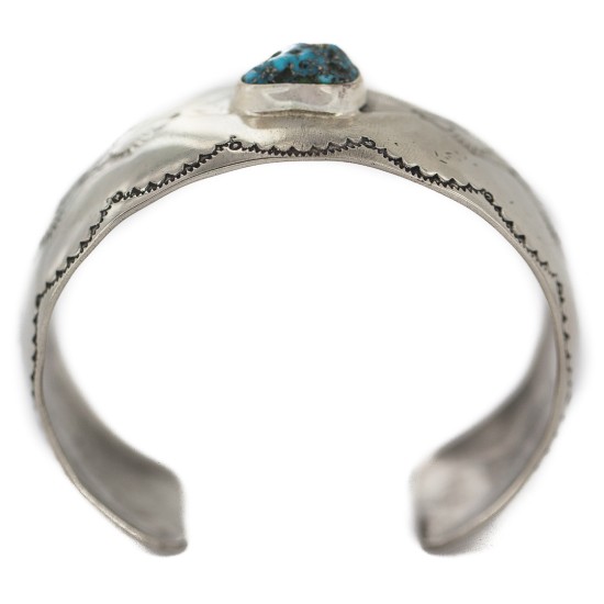 Certified Authentic Handmade Navajo Natural Turquoise Native American Nickel Bracelet 92001-3