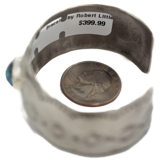 Certified Authentic Handmade Navajo Natural Turquoise Native American Nickel Bracelet 92001-3