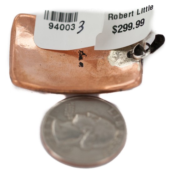 Bear Paw Handmade Certified Authentic Navajo Pure .925 Sterling Silver Native American Copper Pendant 94003-3
