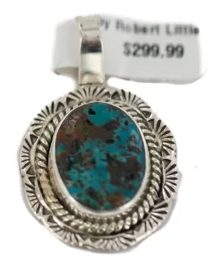 .925 Sterling Silver Navajo Natural Turquoise Native American Pendant 94001-2 .925 Sterling Silver Navajo Natural Turquoise Native American Pendant 94001-2