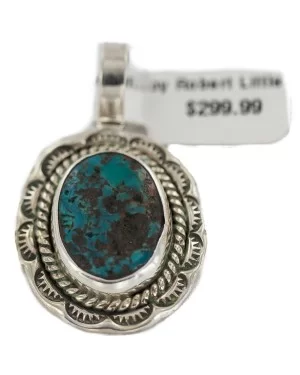.925 Sterling Silver Navajo Natural Turquoise Native American Pendant 94001-3 .925 Sterling Silver Navajo Natural Turquoise Native American Pendant 94001-3