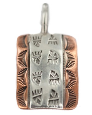 Bear Paw Handmade Certified Authentic Navajo Pure .925 Sterling Silver Native American Copper Pendant 94003-2