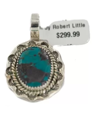 .925 Sterling Silver Navajo Natural Turquoise Native American Pendant 94001-1 .925 Sterling Silver Navajo Natural Turquoise Native American Pendant 94001-1
