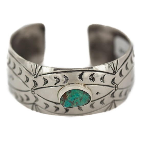 Certified Authentic Handmade Navajo Natural Turquoise Native American Nickel Bracelet 92001-2