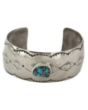 Handmade Navajo Natural Turquoise Native American Nickel Bracelet 92001-3 Handmade Navajo Natural Turquoise Native American Nickel Bracelet 92001-3
