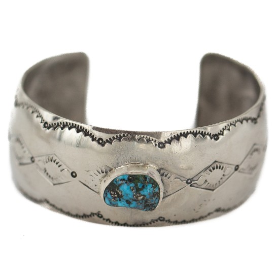 Certified Authentic Handmade Navajo Natural Turquoise Native American Nickel Bracelet 92001-3