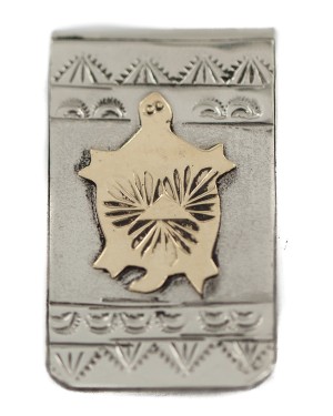 Horny Toad Certified Authentic 12kt Gold Filled and .925 Sterling Silver Handmade Navajo Native American Money Clip 91002