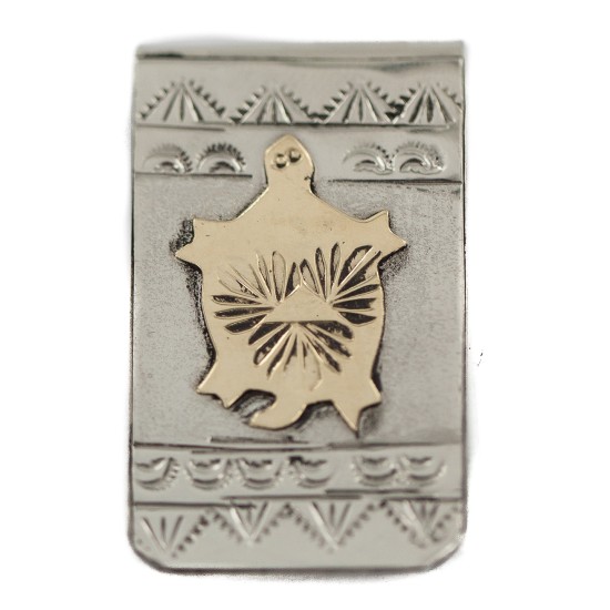 Horny Toad Certified Authentic 12kt Gold Filled and .925 Sterling Silver Handmade Navajo Native American Money Clip 91002 Horny Toad Certified Authentic 12kt Gold Filled and .925 Sterling Silver Handmade Navajo Native American Money Clip 91002