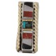 Navajo Handmade Certified Authentic .925 Sterling Silver Inlaid Natural Black Onyx Mother of Pearl Spiny Oyster Turquoise Native American Nickel and Brass Money Clip 91001-3