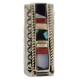Navajo Handmade Certified Authentic .925 Sterling Silver Inlaid Natural Turquoise Mother of Pearl Spiny Oyster Black Onyx Native American Nickel Money Clip 91001-10
