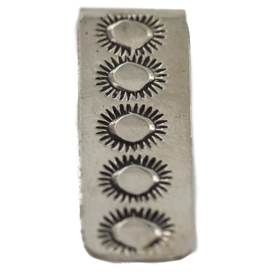 Sun Navajo .925 Sterling Silver Handmade Certified Authentic Native American Nickel Money Clip 91002-3