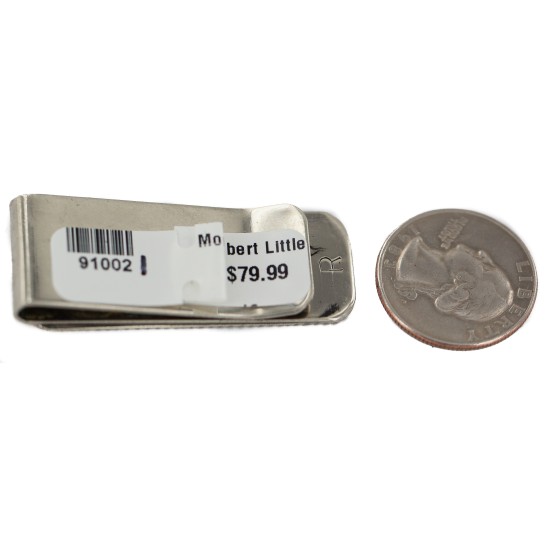 Swirls .925 Sterling Silver Navajo Handmade Certified Authentic Native American Nickel Money Clip 91002-1