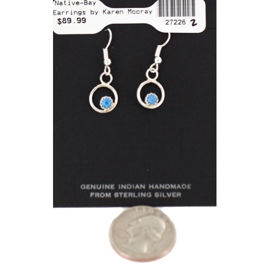 Certified Authentic Navajo .925 Sterling Silver Natural Lapis Dangle Native American Earrings 27226-2